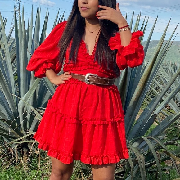 Red Ruffled Dress - Picture 6 of 6